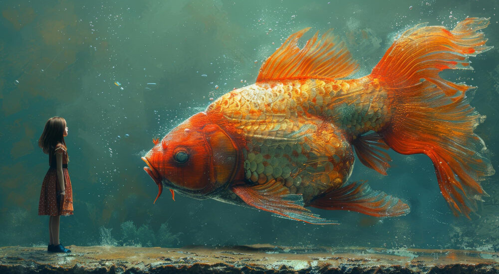 Girl and Fish Illustration
